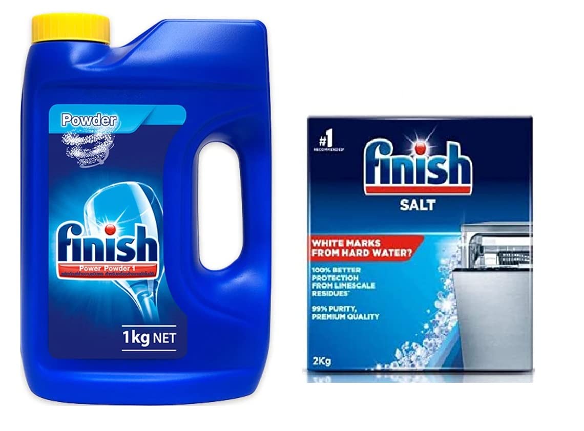 Finish Dishwasher Detergent 1 Kg Regular + Dishwasher Salt 2 Kg Combo