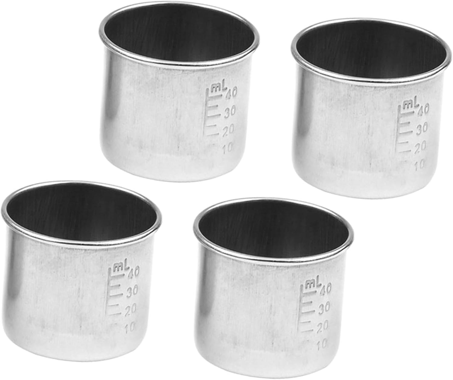 4 St ck Messbecher aus Edelstahl mit Skala Hitzebest ndig und Tropffrei 40ml Fassungsverm gen f r Labor und Haushalt