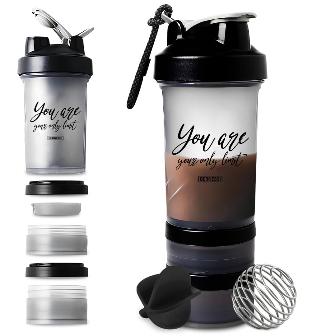 500ml/17oz Protein Shaker Bottle with Leak-Proof for Protein Mixes & Shakes with Stainless Steel Ball, Protein Bottle Blender Cocktail Shaker Cup for Gym Fitness Home Pre Workout (Limit)