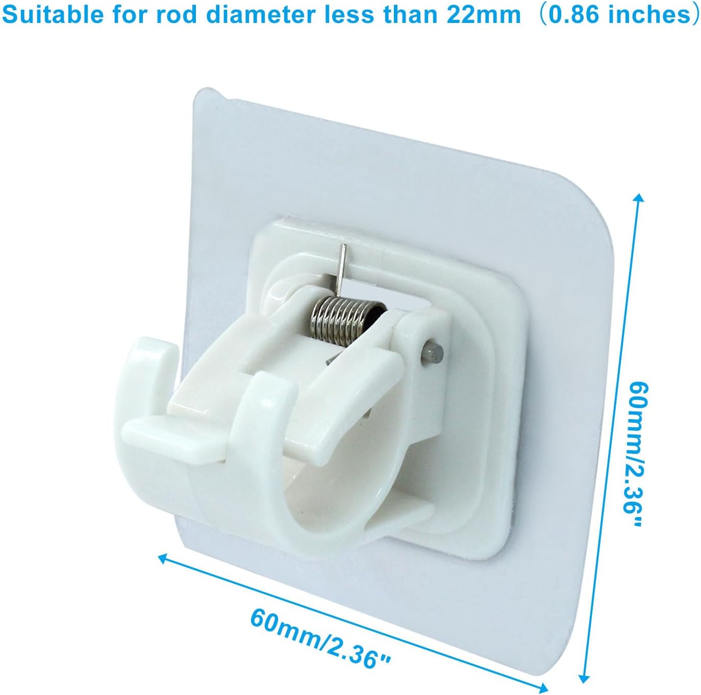 2 Pcs Self Adhesive Curtain Rod Bracket, 2.36" x 2.36" No Drill Curtain Rod Holder Hangers Self Adhesive Wall Hooks(White)