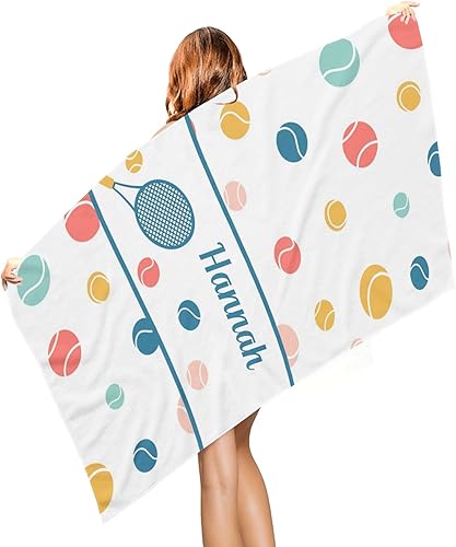 Miniatura 4 de Pelotas de tenis deportivas toalla de playa personalizada para niños, adolescentes, adultos, viajes, gimnasio, campamento, piscina, yoga
