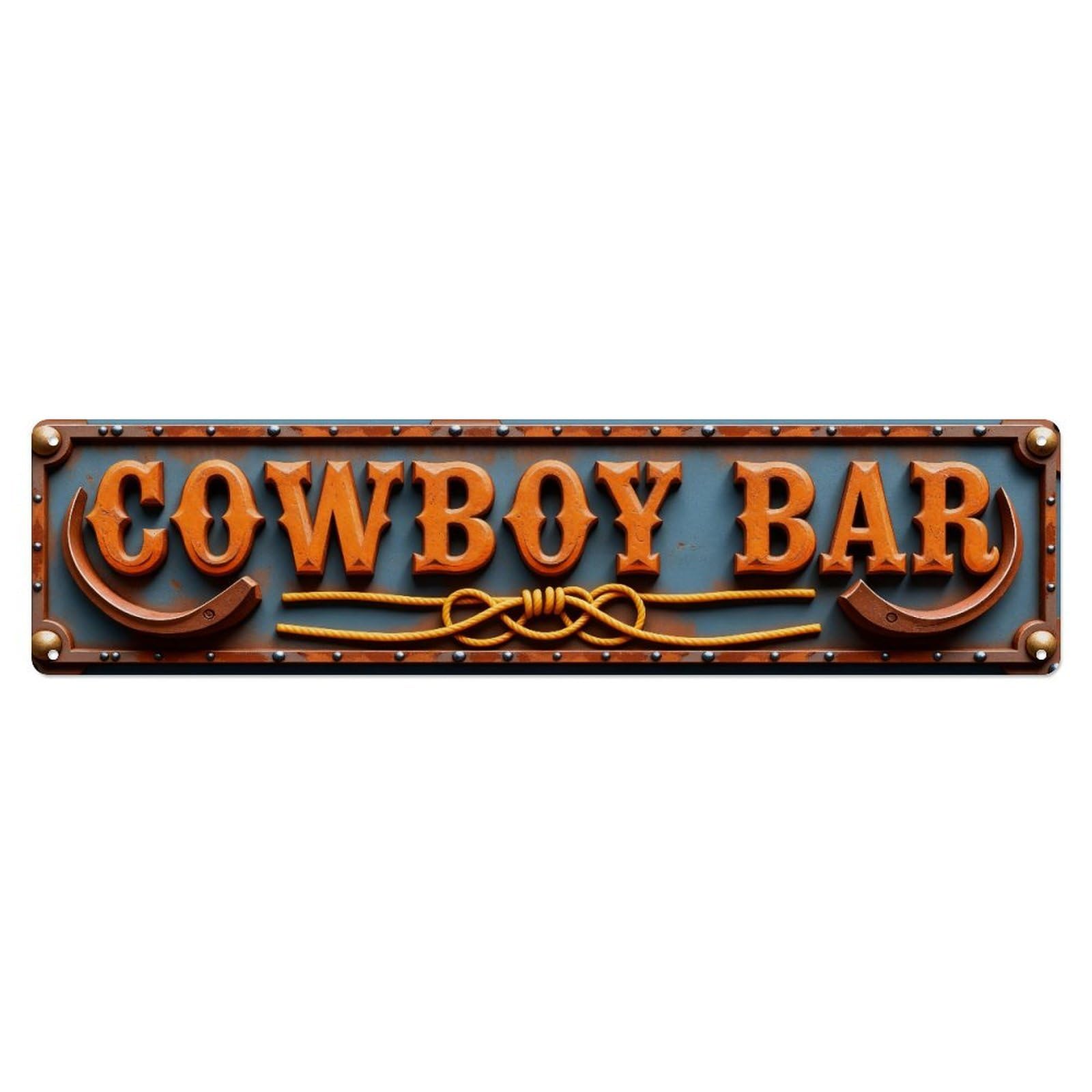 Cowboy Bar Sign Pattern Metal Tin Sign Plaque