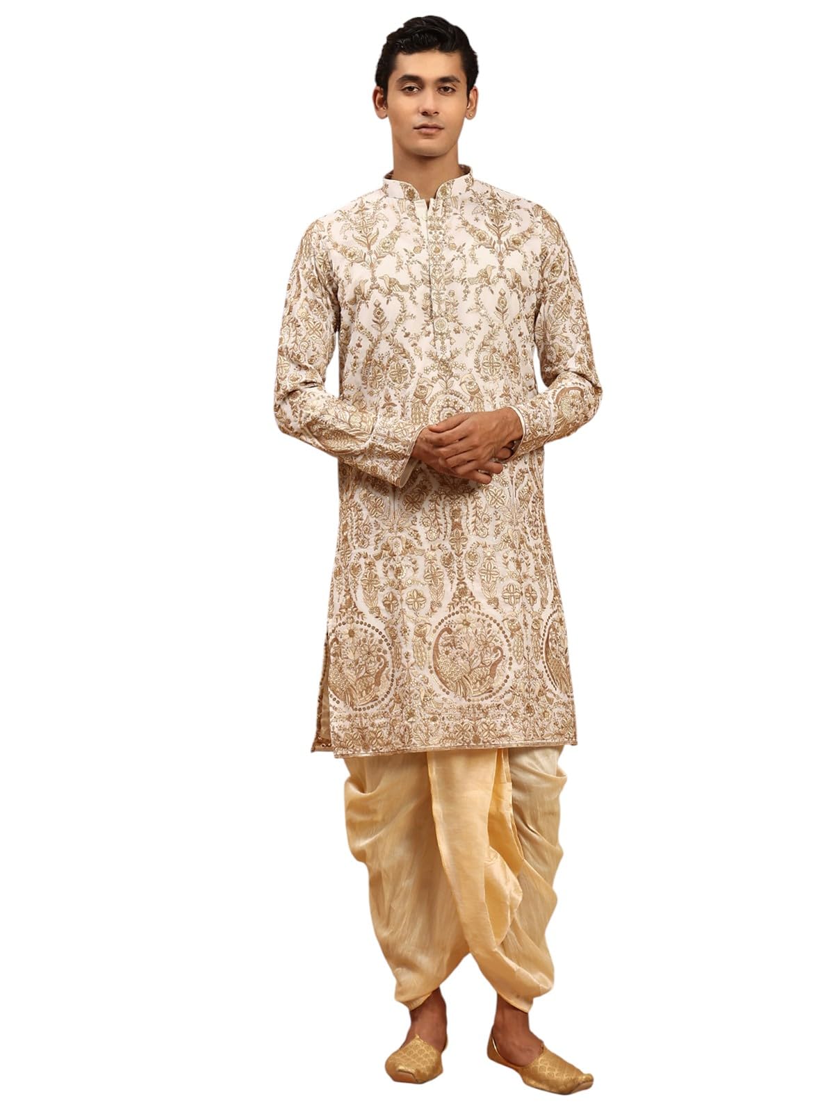 Deep Blue Chikankari with Sequins Work Designer Kurta for Men's_L-image-16