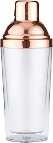 Santa Barbara Design Studio Sippin' Pretty - Coctelera de plástico con colador de acero inoxidable, 8 pulgadas de alto, oro rosa