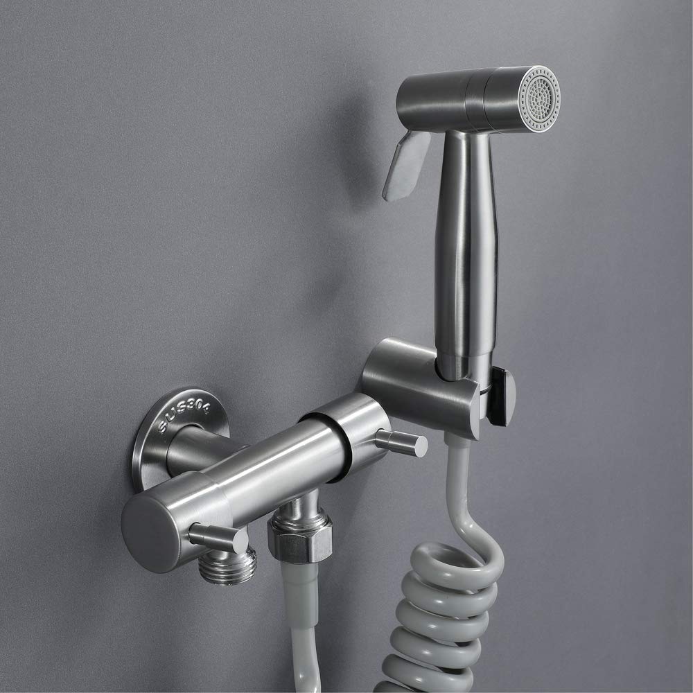 Systemy prysznicowe z kranem wodnym Baterie bidetowe, szczotkowana stal nierdzewna Łazienka z baterią prysznicową Bidet Dwufunkcyjny spryskiwacz toaletowy Bidet Zmywarka Bateria a, styl B