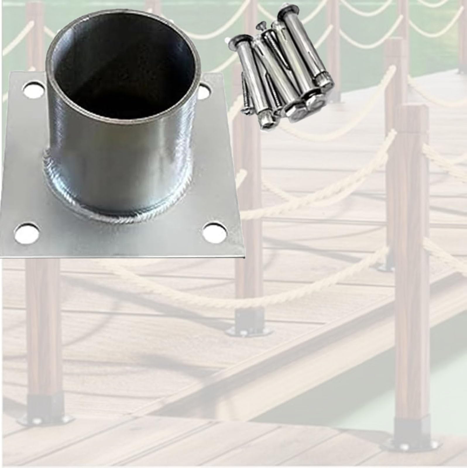 base poste Base De Poste Redonda De Acero Inoxidable 304, Soporte De Anclaje Para Barandilla De Terraza Y Escalera, Para Plantas Industriales(19 X 12cm/7.54.7in)