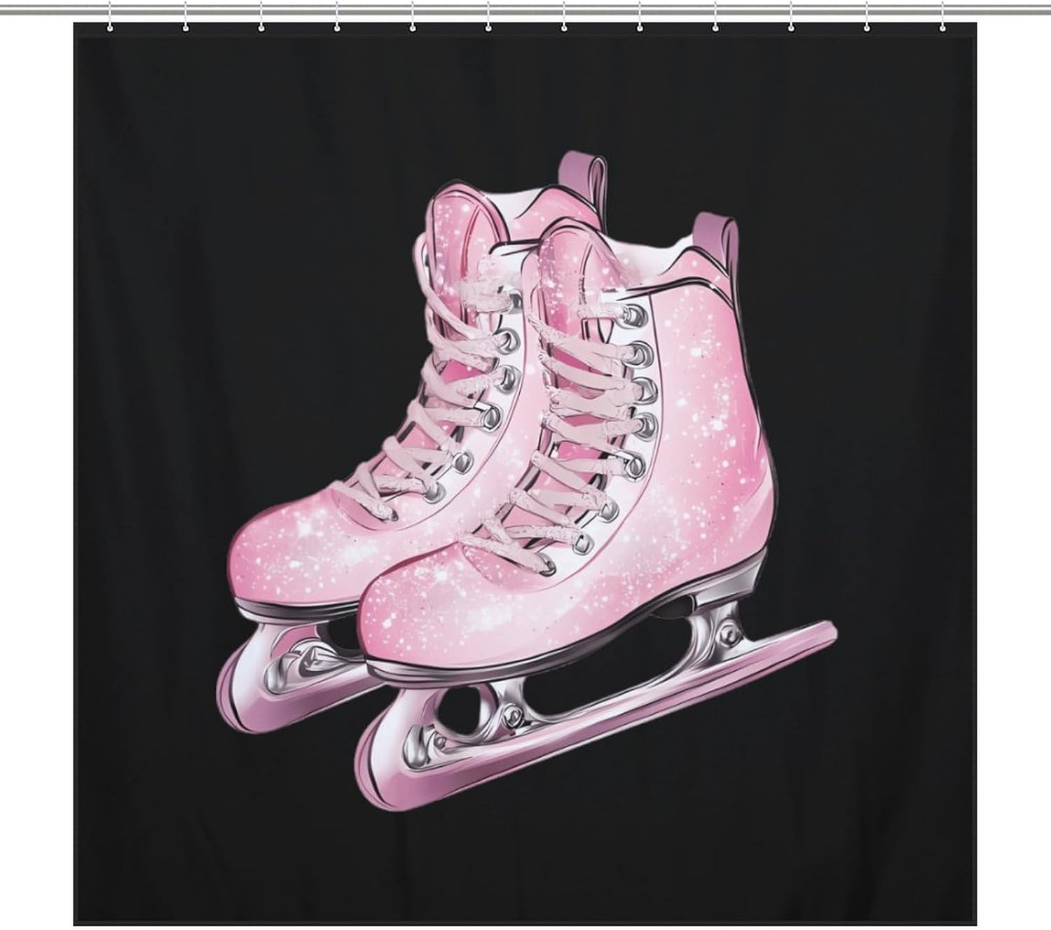 Skating Shoes Glitter Funny Shower Curtains Washable Bath Curtain Liner with Hooks for Bathroom Bath Tubs
