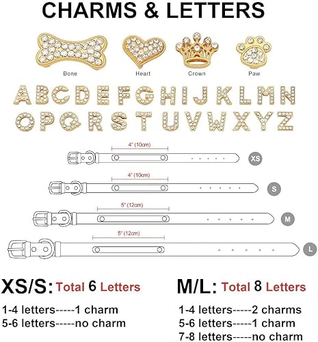 Miniatura 4 de Beirui Collares de perro personalizados con letras brillantes de imitación para nombre de mascotas, collar de perro de piel sintética acolchada