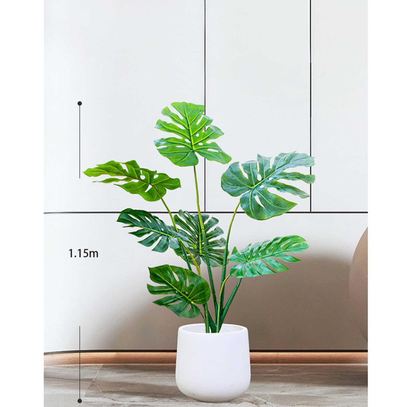 【セット販売】モンステラ リアルな人工観葉植物約100cmとウッドチップ鉢カバー セット販売】モンステラ リアルな人工観葉植物約100cmとウッド