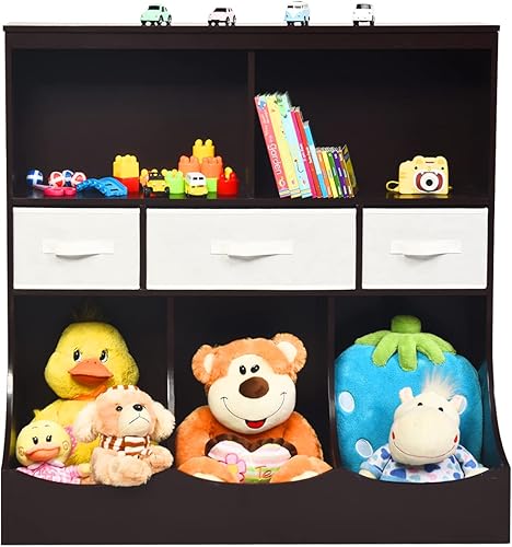 Miniatura 9 de HONEY JOY Organizador de almacenamiento de juguetes para niños con estantería, armario de almacenamiento de organización de 8 compartimentos con