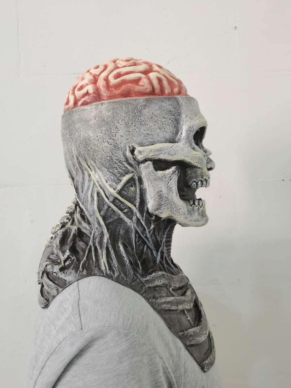BREWEL Halloween Men's Decorative Mask Head Cover Funny Scary Screaming Latex Mask