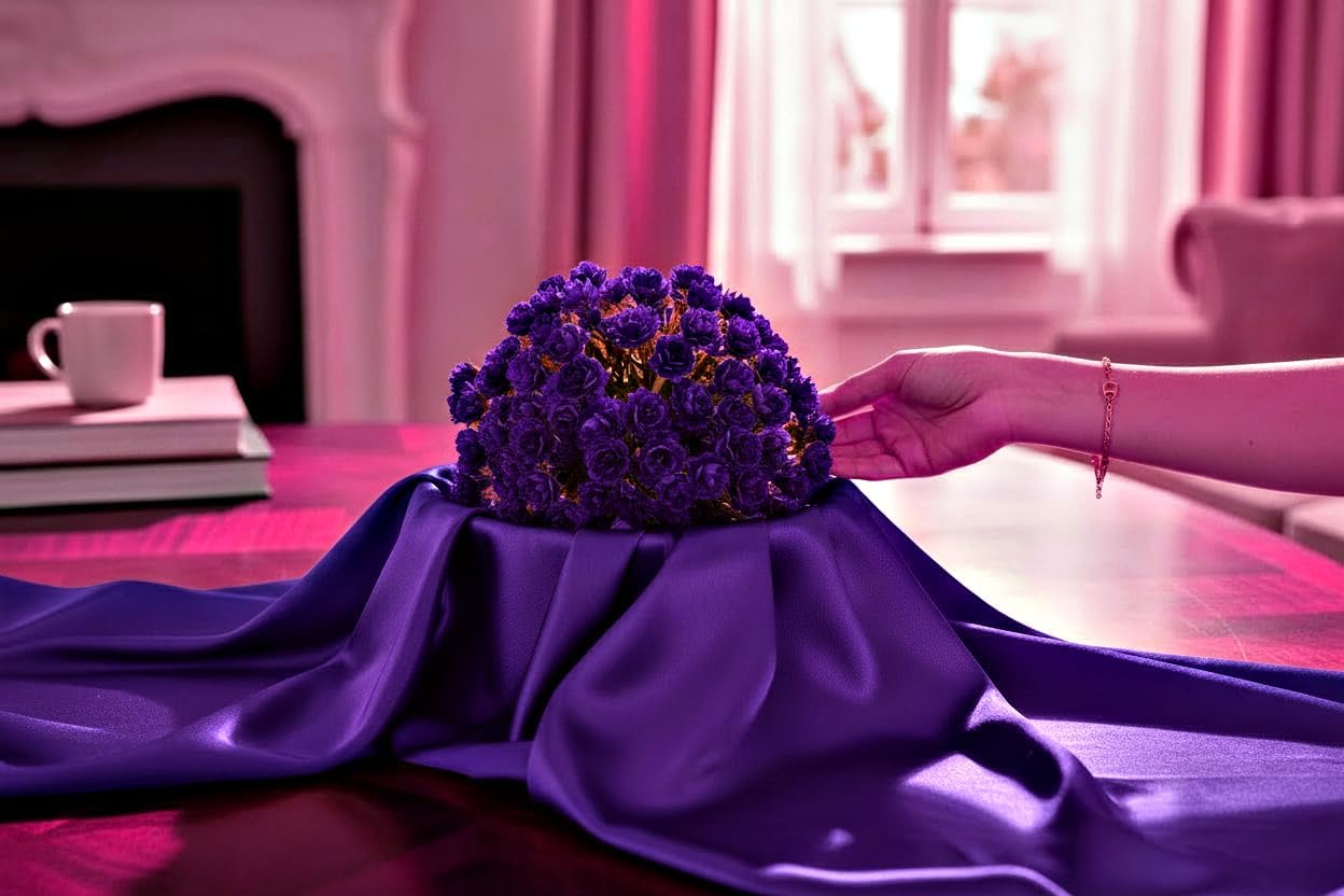 VDS Purple Satin Fabric, 5 Yards Continuous, 45” Wide, Wedding Party Decoration Charmeuse Silky Sateen Bridal Dress DIY Crafts Fashion Scarf Costumes Lining Sewing Backdrop Arch Cloth