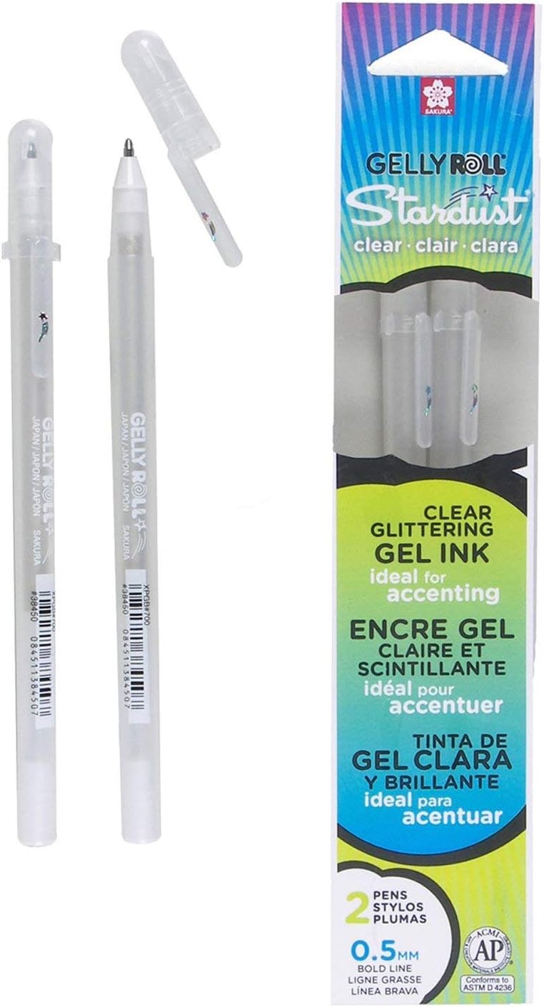 Sakura 37906 2-Piece Pouch Gelly Roll Stardust Pen Set, Clear