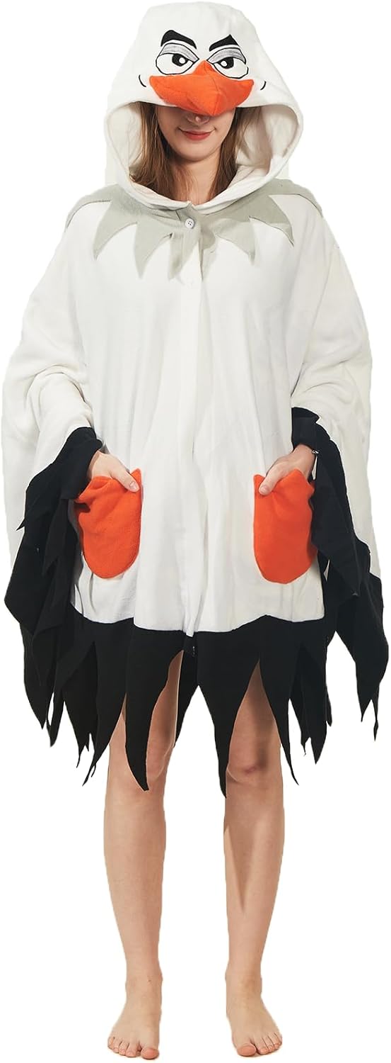 Unisex Seagull Costume Hooded Cape Seagull Cosplay Hooded Christmas Costumes Party Cape - Image 2