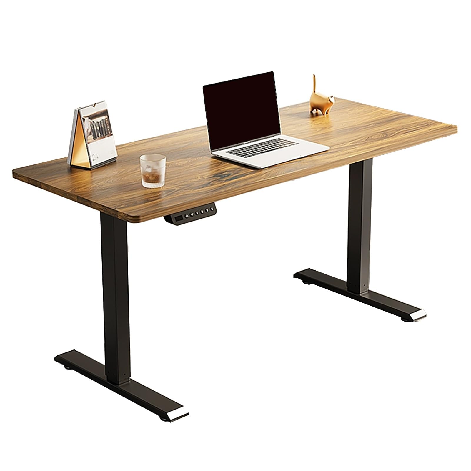MYUYEE Adjustable Standing Desk, Stand Up Desk With Cable Management, 3 Memory Height Settings, Computer Desk With Headphone Hook, For Home Office,Brown,100X60Cm/39.3X23.6In (Brown-140X60Cm)