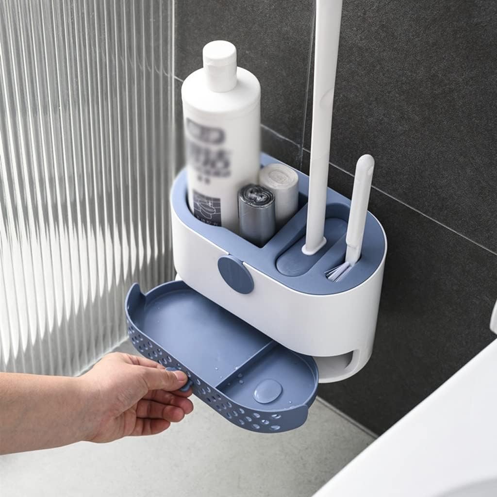 Toilet Brush Holder Toilet Brush Holder Household Wall-Mounted Toilet Bowl Brush Bathroom Silicone Cover Shelf 360° No Dead Angle Cleaning Brush Toilet Brush Holders