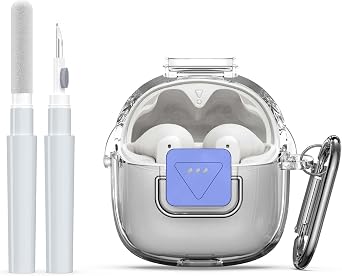 Upgrade Secure Lock for JBL Tune Flex 2 Case Cover with Cleaner kit, Clear TPU Protective Cover with JBL Tune Flex 2 True Wireless Noise Cancelling Earbuds Charging Case with Carabiner-Clear
