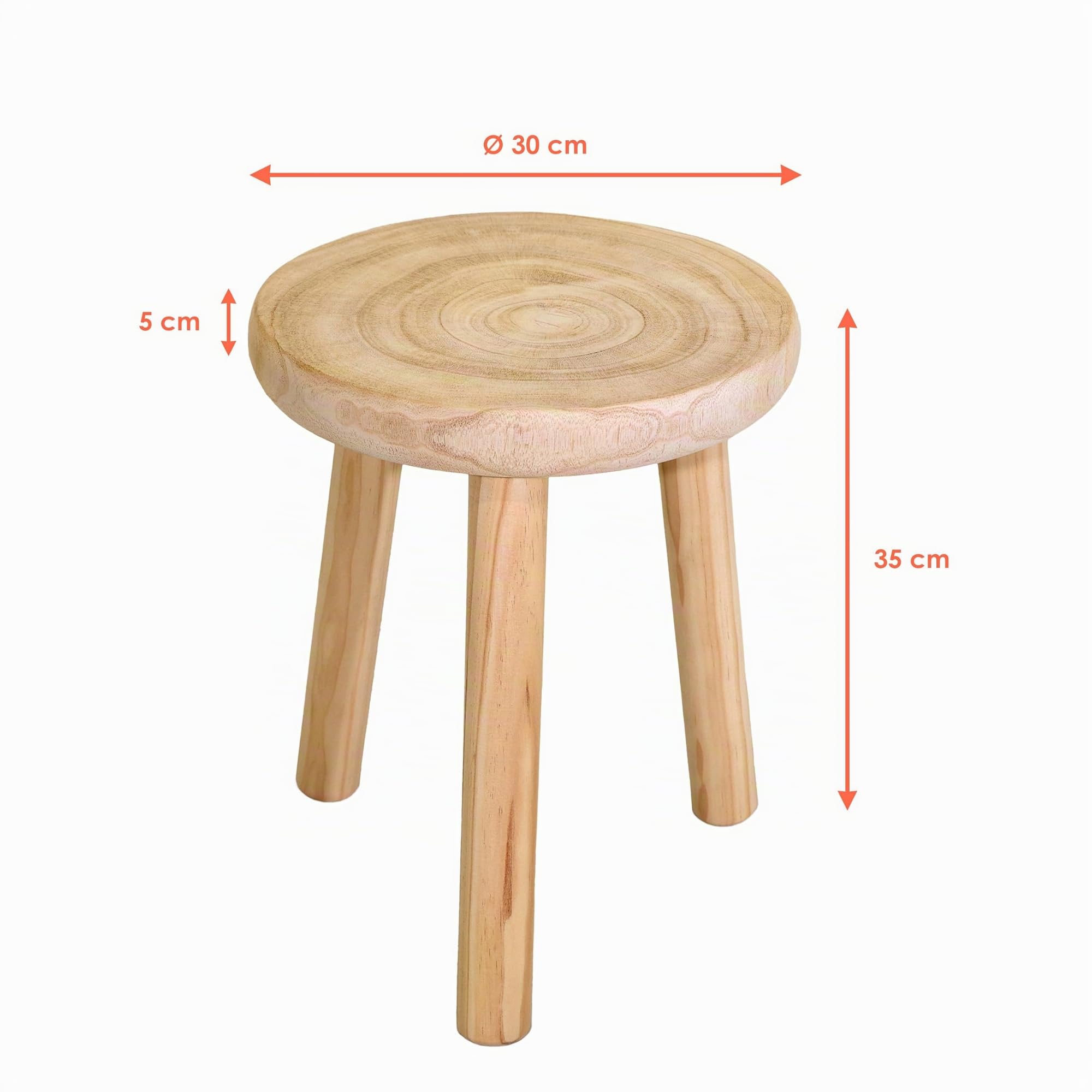 Spetebo Tabouret à fleurs en bois avec 3 pieds - Diamètre : 30 cm - Tabouret décoratif rond naturel - Support pour plantes - Table d'appoint - Table basse
