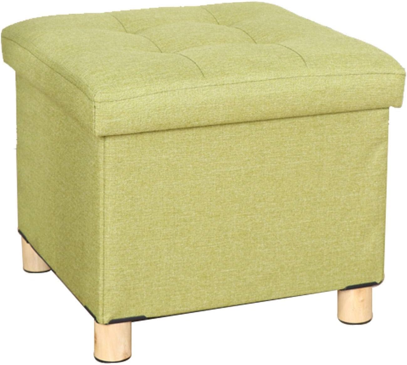 Tabouret de canapé ottoman pliant avec coffre de rangement intégré vert 38cm