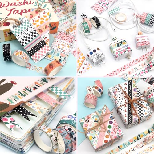 IEEBEE 55 Rollen Washi Tape Set - Dekoratives Masking Tape Farbige Klebebandmuster, Klebebänder für Journaling Supplies, Diy Crafts, Scrapbooking, Junk Journal Supplies