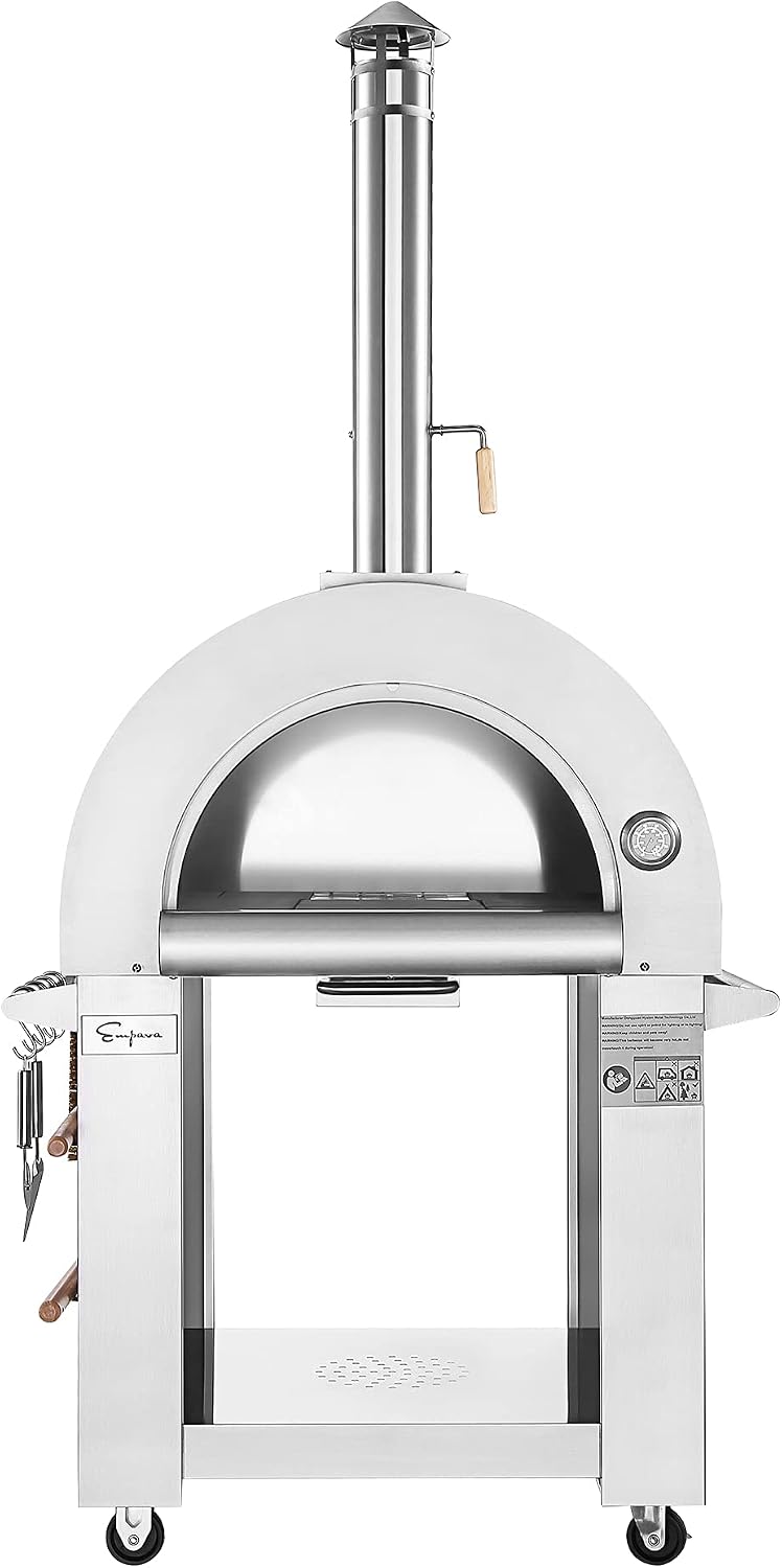 Empava 32.5" Wood Fired Pizza Oven Grill for Outdoor Kitchen in Stainless Steel
