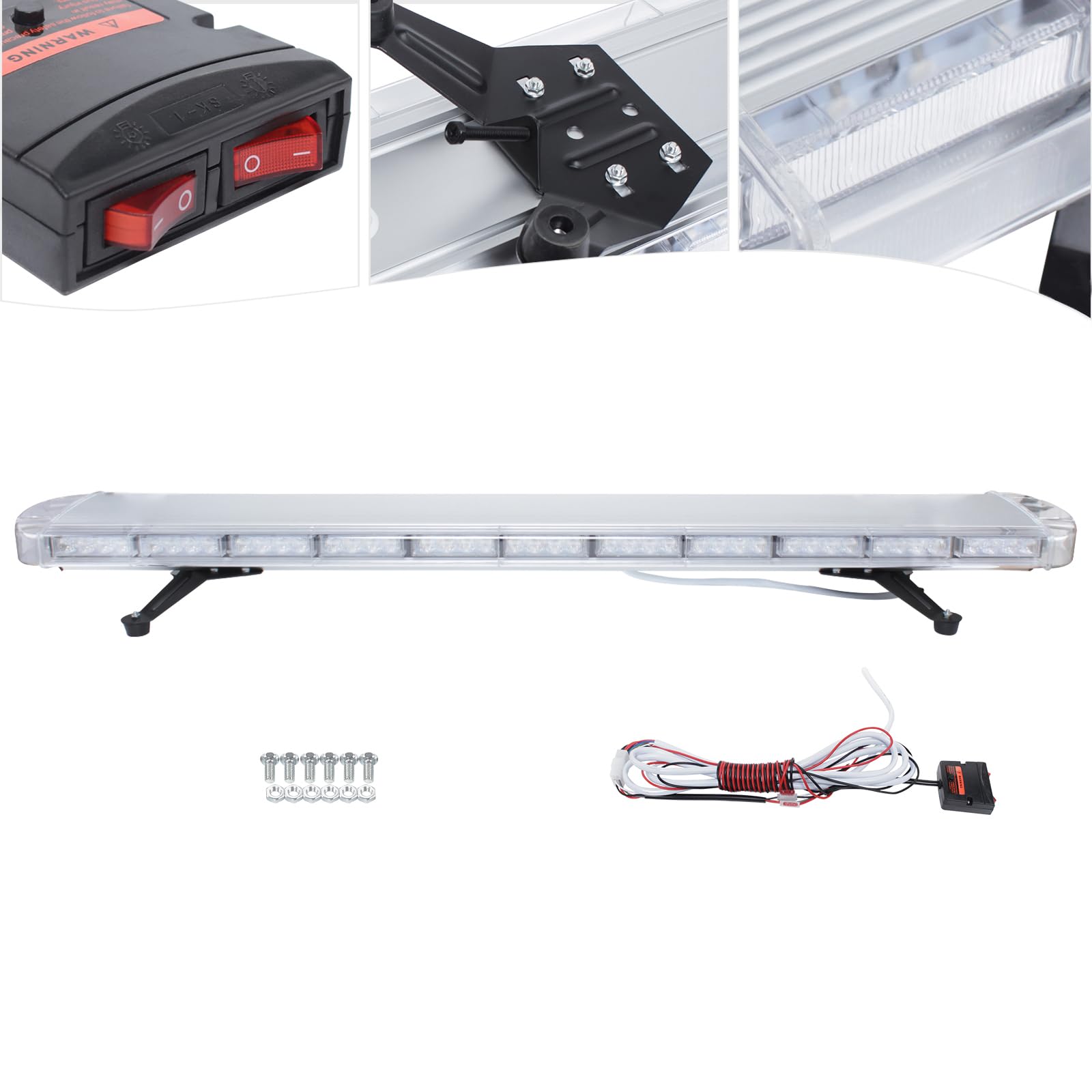 Faro Lampeggiante Led Giallo 96W Universale Lampada Da Soffitto Led 12-24V Per Auto 15 Modalità Di Lampeggiamento Con Controller Adatto Per Guida Notturna E Intemperie.