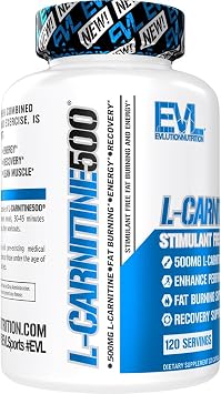 EVL L-Carnitine Supplement for Weight Loss Support - L Carnitine Tartrate for Cellular Energy Focus Endurance and Fat Burning Support - Stimulant Free Amino Acid for Fat Metabolism (120 Servings)