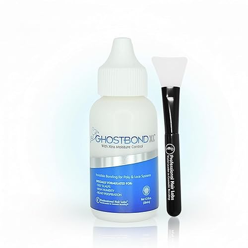 GHOSTBOND Adhesivo de repuesto XL para cabello de 1.3 onzas y aplicador de silicona, pegamento invisible para peluca de encaje, resistente al agua y
