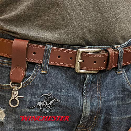 Winchester Concealed Carry Belt Ccw, 14 Oz Full Grain Leather Tactical Gun Belt, 1 1/2 Inch Wide Brown + Keychain Ring, Brown, Medium #TOP1