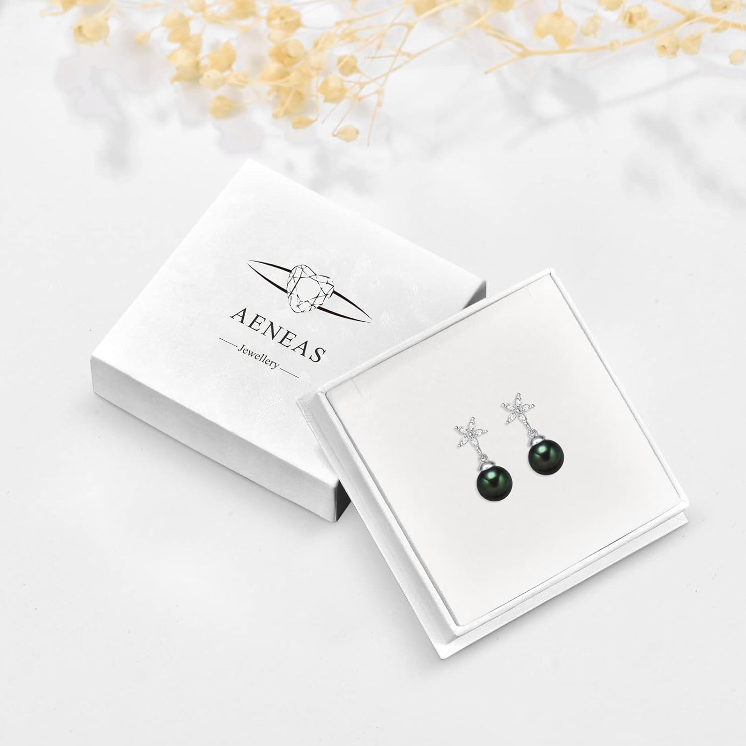 AENEAS Valentines Day Gifts for Women Black Pearl Dangle Drop Earrings for Women Sterling Silver Black Pearl Dangling Stud Earrings Jewelry Anniversary Christmas Birthday Gift for Wife Her Mom