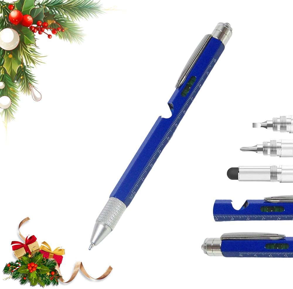 One Pen 9 Features, 2026 New 9 in 1 Multitool Pen for Males, Teenagers, and Adults, Cool Devices for Father’s Day, Birthday, and Christmas Stocking Stuffers (Blue)