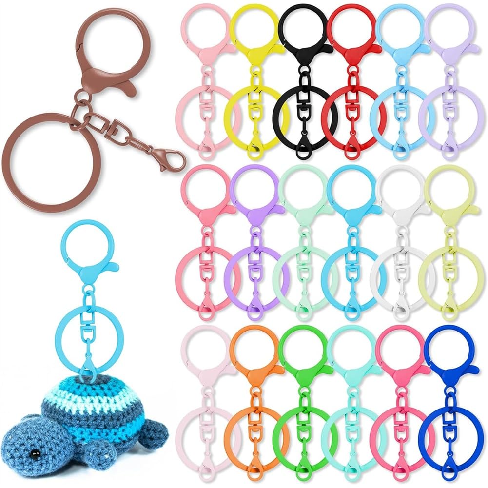 Hndhbfgrt Colorful Swivel Snap Hooks 57 Pcs with Key Rings Lobster Claw Clasps- DIY for Keychain Making Kit for Keychain Jewelry Crafting