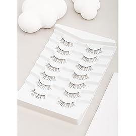 Natural Eyelashes False Lashes for Small Eyes 10Mm Short Eyelashes C Curl Strip Lashes Wispy Eye Lash Pack with Thin Cotton Band 7 Pair Siligli