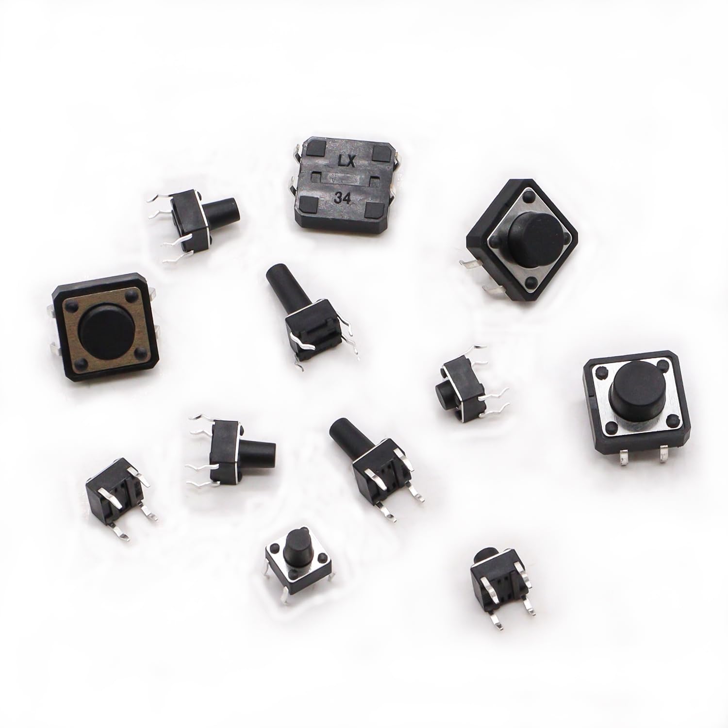 TWTADE 250PCS 4 Pin Momentary Micro Tactile Push Button Switch 20 Values 6 x 6mm and 12 x 12mm Tact Switch Assortment Kit QC-20V-4P image 3