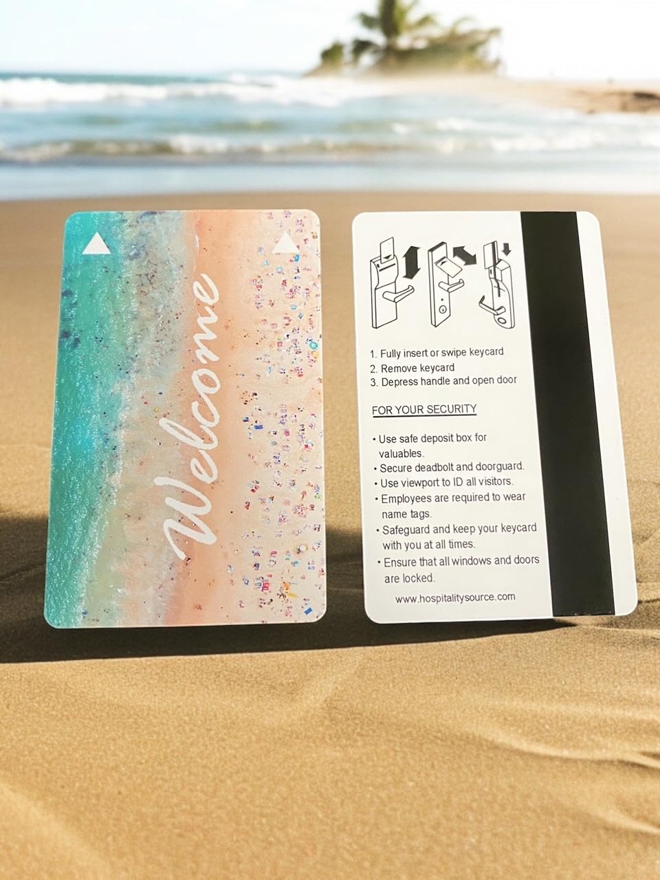 "Welcome" Beach Scene Magnetic Hotel Room Keys. Case of 500. Works with All LOCO Lock Systems (Beach Scene)