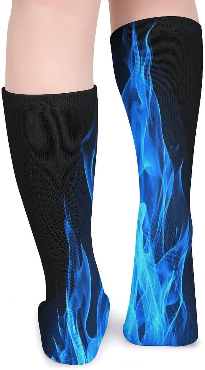 Blue Flame Crew Socks Soft Thermal Socks | Socks for Men Women-Casual Wicking,High Stocking for Sports Running-Long Thin Tube Sports Breathable