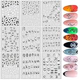 MWOOT 9 Blatt Schwarz-Weiss Nagelsticker,3D Selbstklebende Nagelaufkleber Abziehbilder mit Retro Blume Ranke Rose Ahornblatt Muster,Nail Art Tattoo Aufkleber für DIY Nagelkunst Abziehbilder