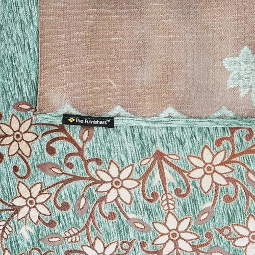 Image of Premium Chenille Woven Anti-Slip 3 Seater Sofa Cover with Arm Rest | L-Shape Sofa Seat Protector for Living Room | Durable & Stylish Slipcover - Teal Phoolkari