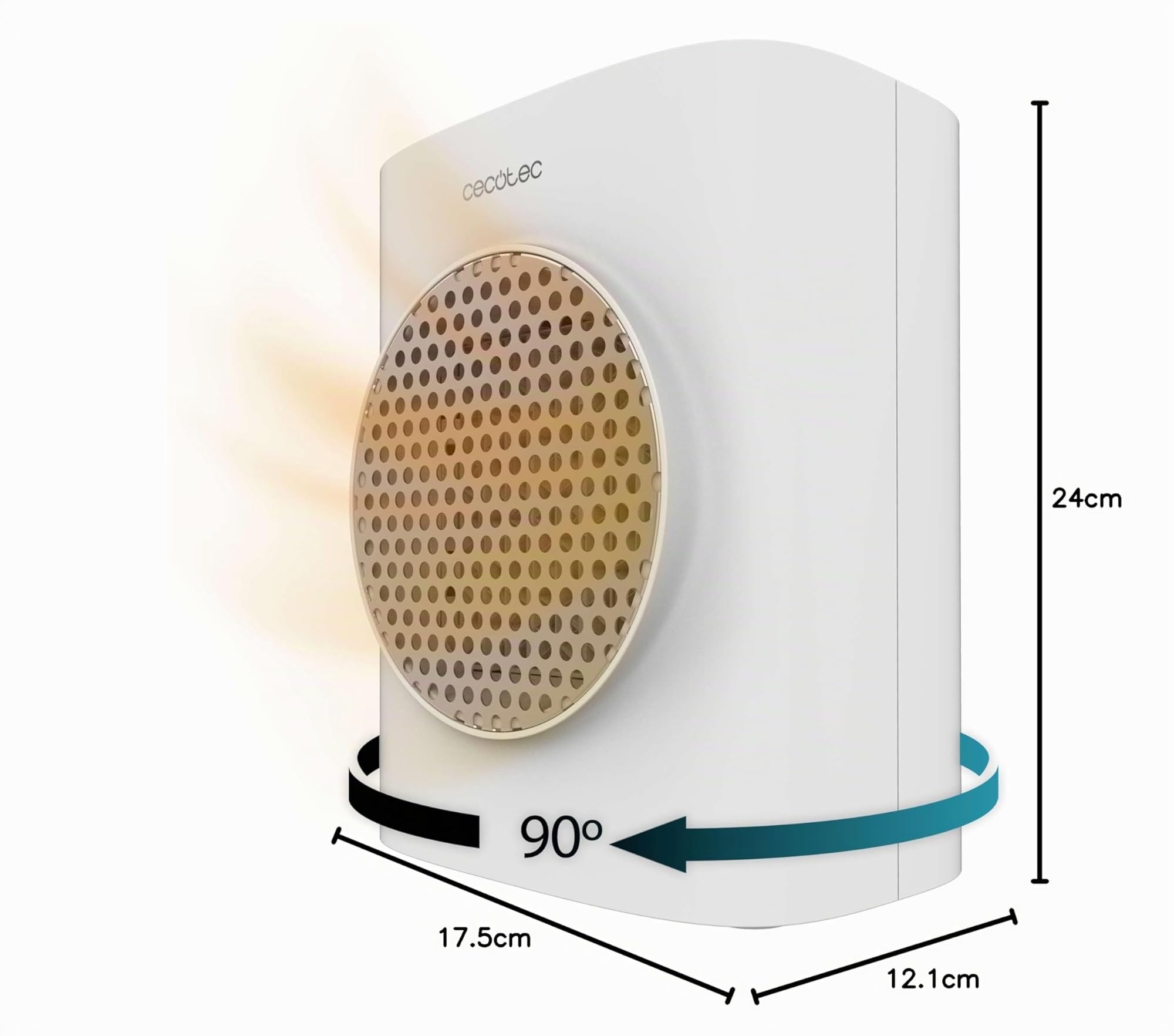 Cecotec Scaldabagno Ceramico ReadyWarm 1570 Max Ceramic Rotate Smart. 1500 W, Tecnologia Ceramica, Touch Screen, Termostato Regolabile, Oscillazione 90º, Timer, Spegnimento Automatico