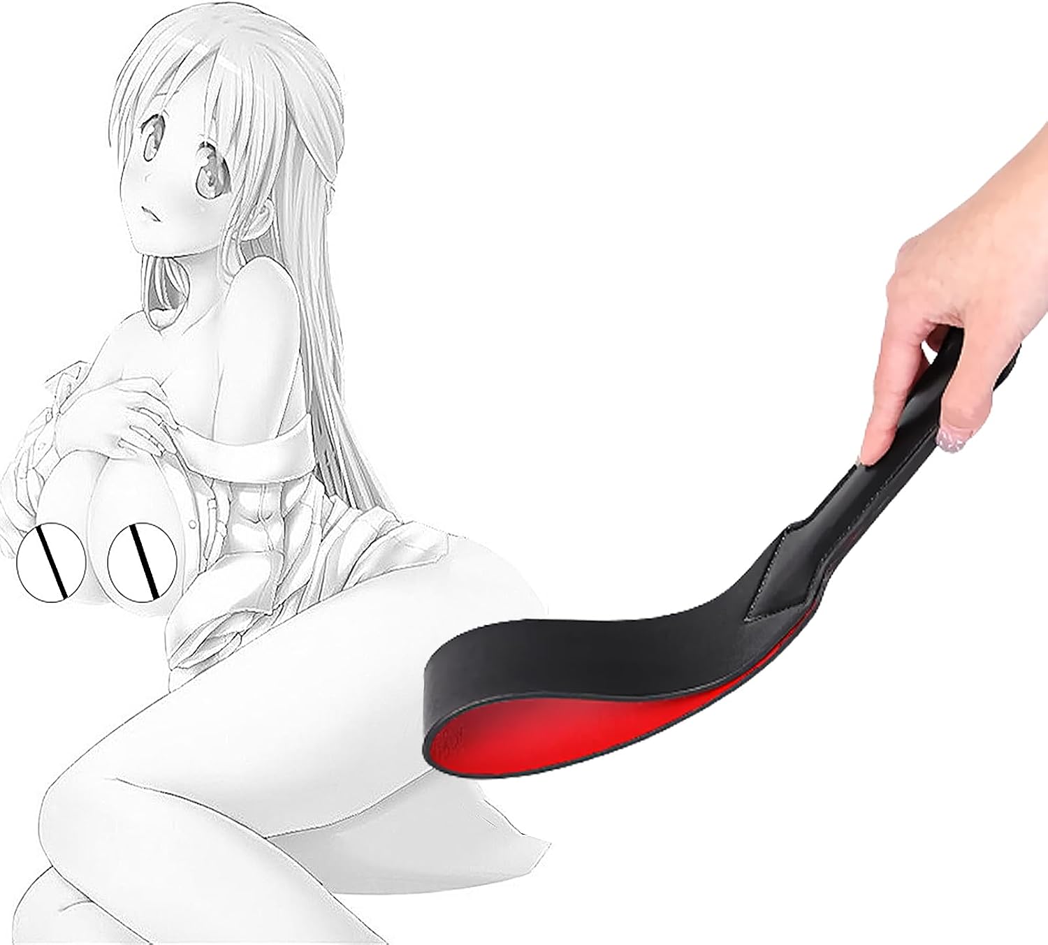 BDSM Erotic Paddle PU Leather Double Hand Pat Spanking Paddle Restraint Fetish Adult Sex Toys for Couples Flirting Fantasy Whip SM Roleplay Game Bedtime Sex Play