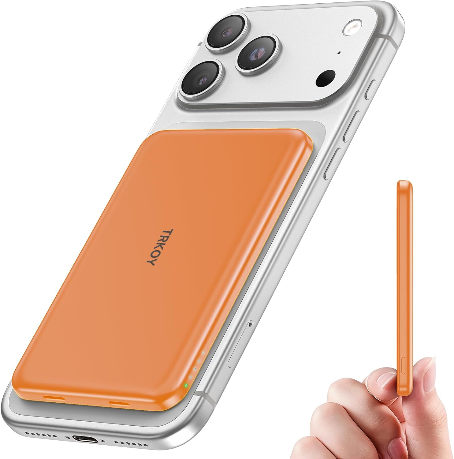 for Magsafe Portable Charger,5000mAh Wireless Magnetic Power Bank with USB C Charging,Travel Essential for Magsafe Battery Pack Compatible with iPhone 17/16/15/14/13/12,Cosmic Orange