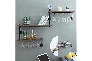 MAIKAILUN Wall Mounted Corner Mini Bar with 3 Tier Shelves and Glass Holder Storage