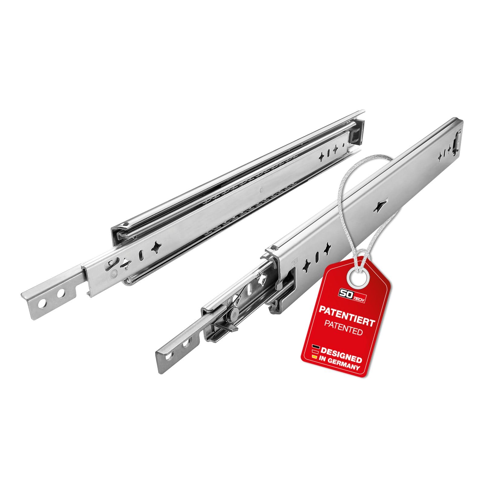 SOTECH Coulisse VarioSlide pour charges lourdes, 1 paire de 1 000 mm, zinguée argentée, capacité de charge 100 kg, référence KV2-100-H53-EH, avec système de verrouillage Lock-in/out