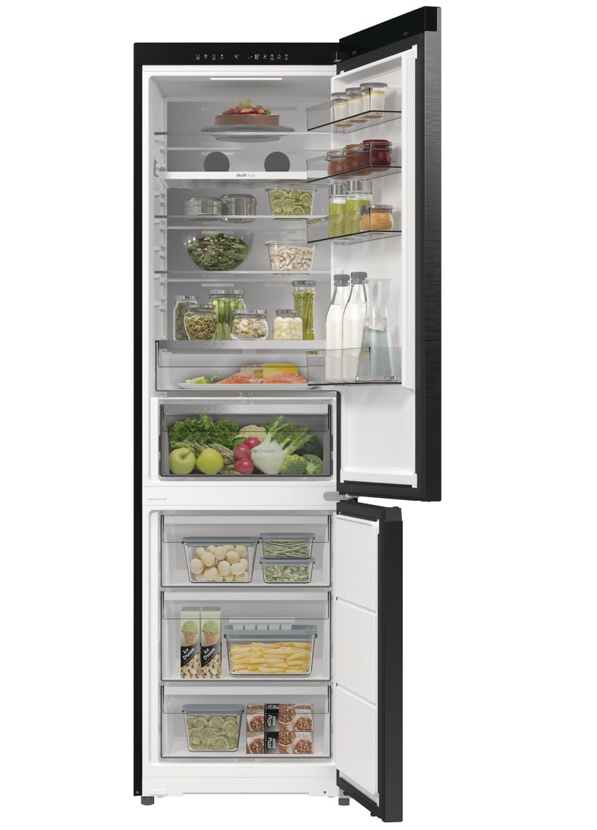 Hisense RB5P410SBFC Frigorifero Combinato Total No Frost, Nero Inox, 203x65,8cm, Classe C, 413L, large capacity, wifi, metal tech cooling, porta reversibile
