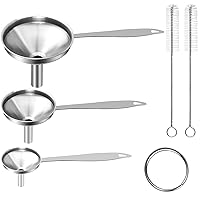 Vista 8 de Embudo de metal de acero inoxidable, juego de 3 embudos grandes, medianos y pequeños, mini embudos de grado alimenticio para uso en cocina, botellas