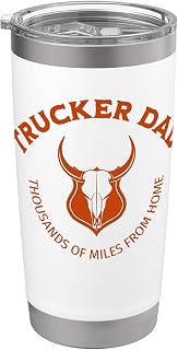 Trucker Dad Thousands of Miles From Home American Flag Stainless Steel Insulated Tumbler