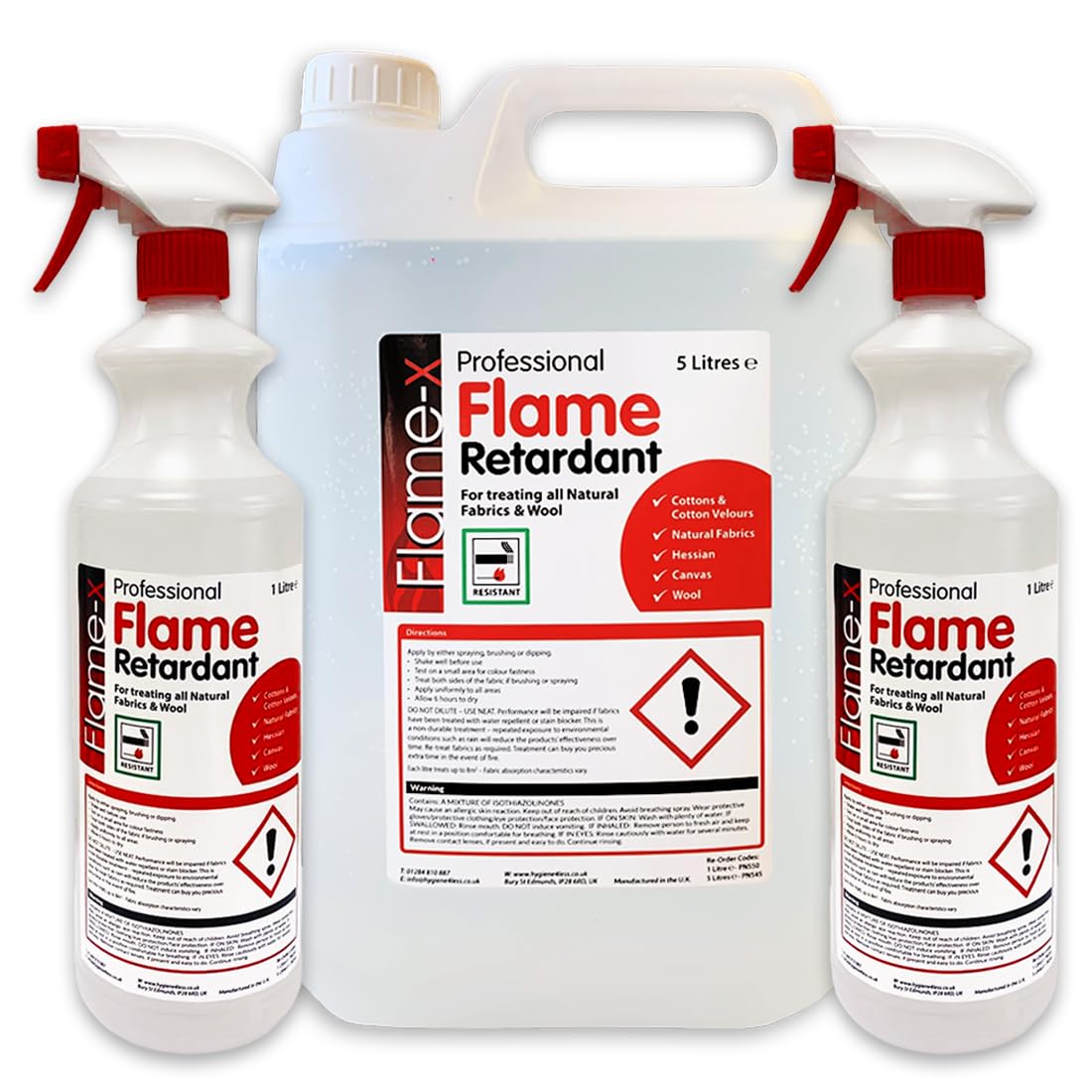 Flame Retardant Liquid 5L And Fire & Flame Retardant Proofing Spray 1L - 5L X 1 + 1L x 2