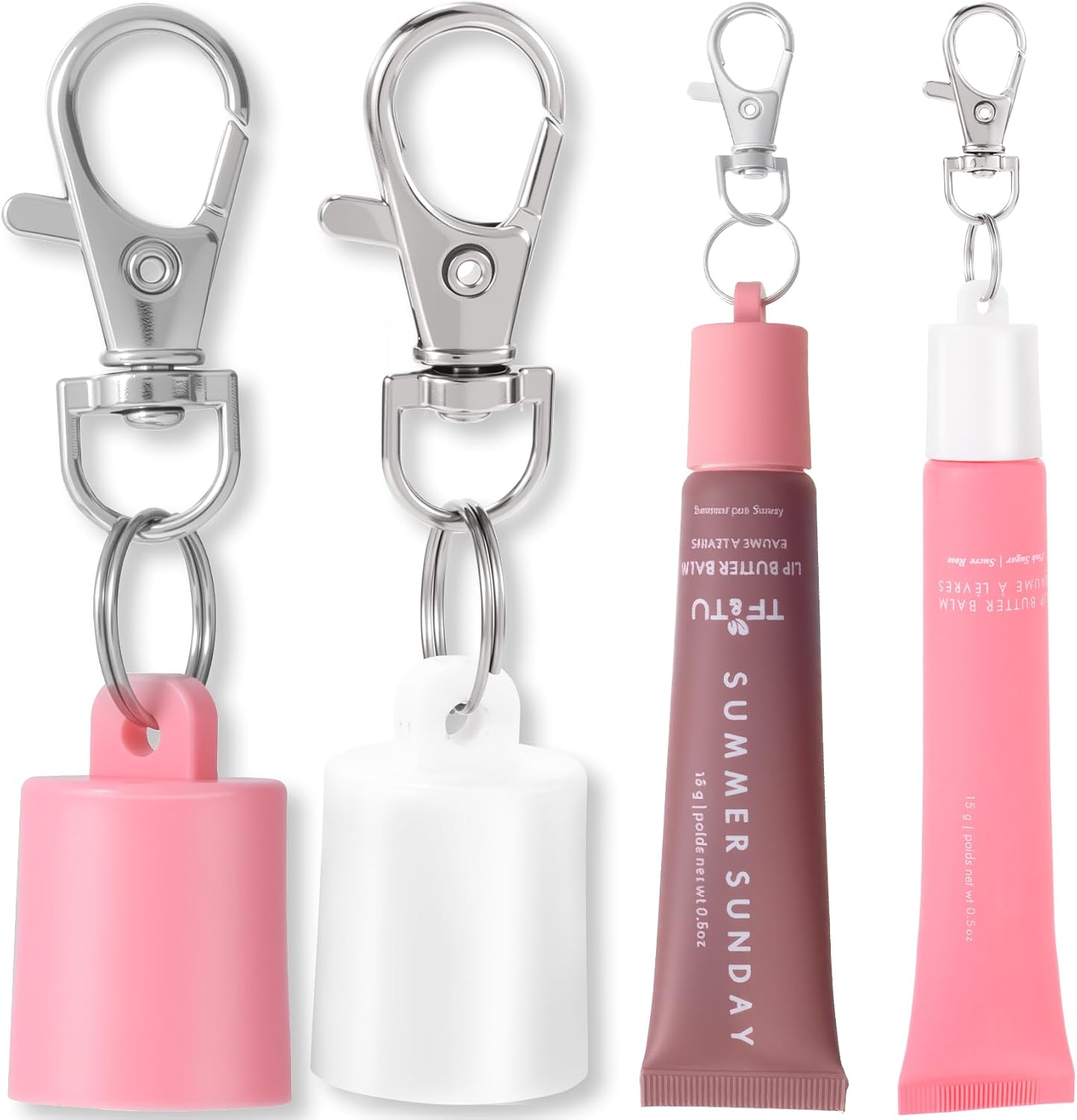 2pcs Lip Balm Keychain Cap, Portable Lip Gloss Keychain for Summer Fridays & ELF Reviver Melting