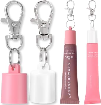 2pcs Lip Balm Keychain Cap, Portable Lip Gloss Keychain for Summer Fridays & ELF Reviver Melting