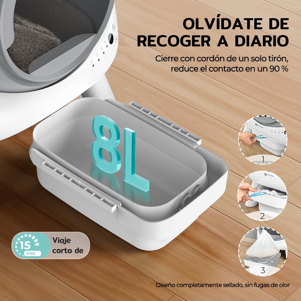 Redkey X1 Arenero Gatos Autolimpiable, 95L Arenero Eléctrico Automático para Gatos, Eliminación de Olores, Control App, Compatible con Todo Tipo de Arena, para Hogares con Múltiples Gatos (Blanco)